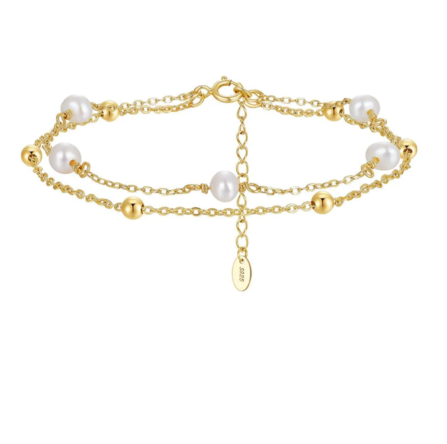 Bracelet Aube en perles d’eau douce – Argent 925 doré or 14K, hypoallergénique