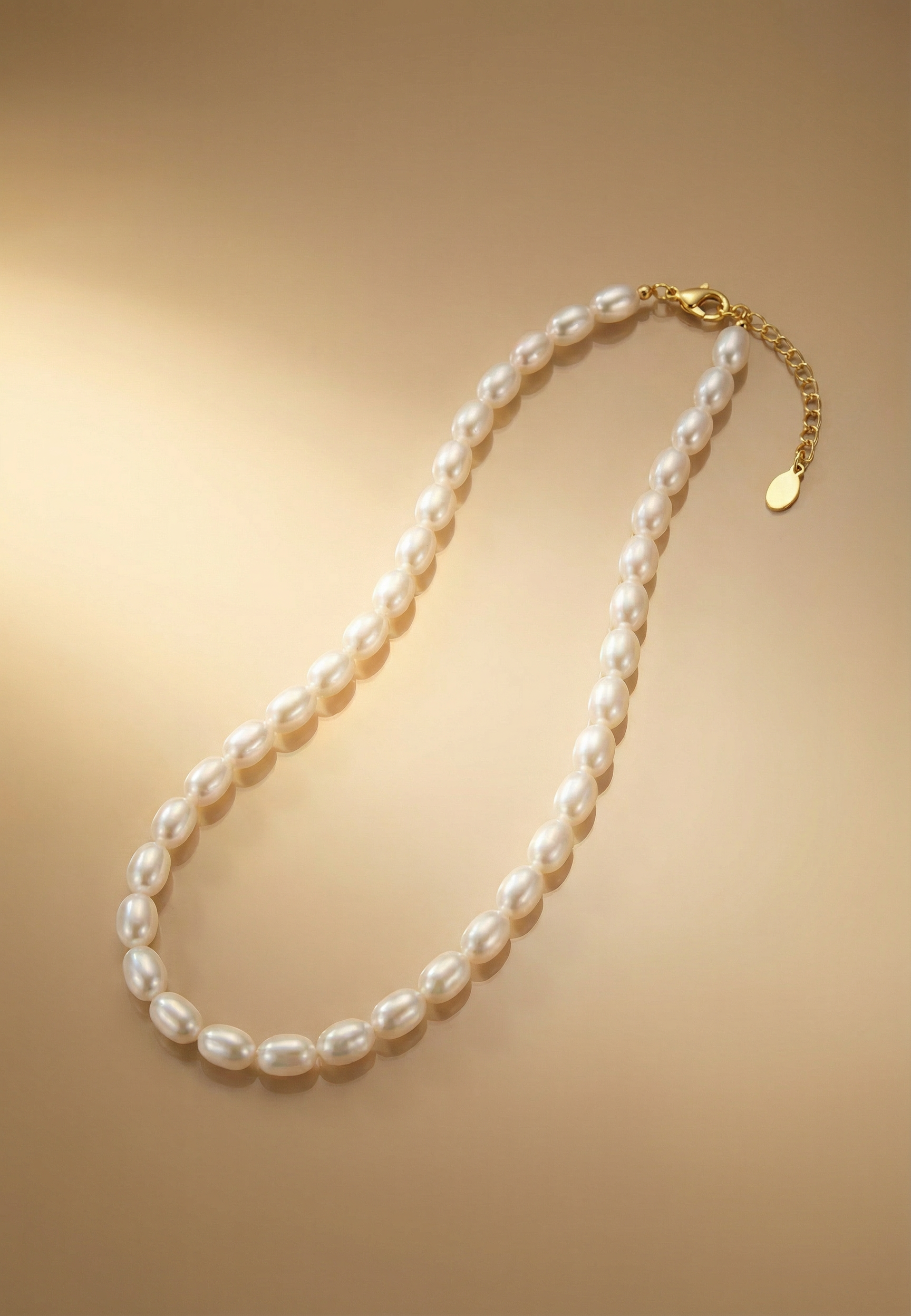 Parure Lune – Collier & bracelet en perles d’eau douce, argent 925 doré or 14K, hypoallergénique