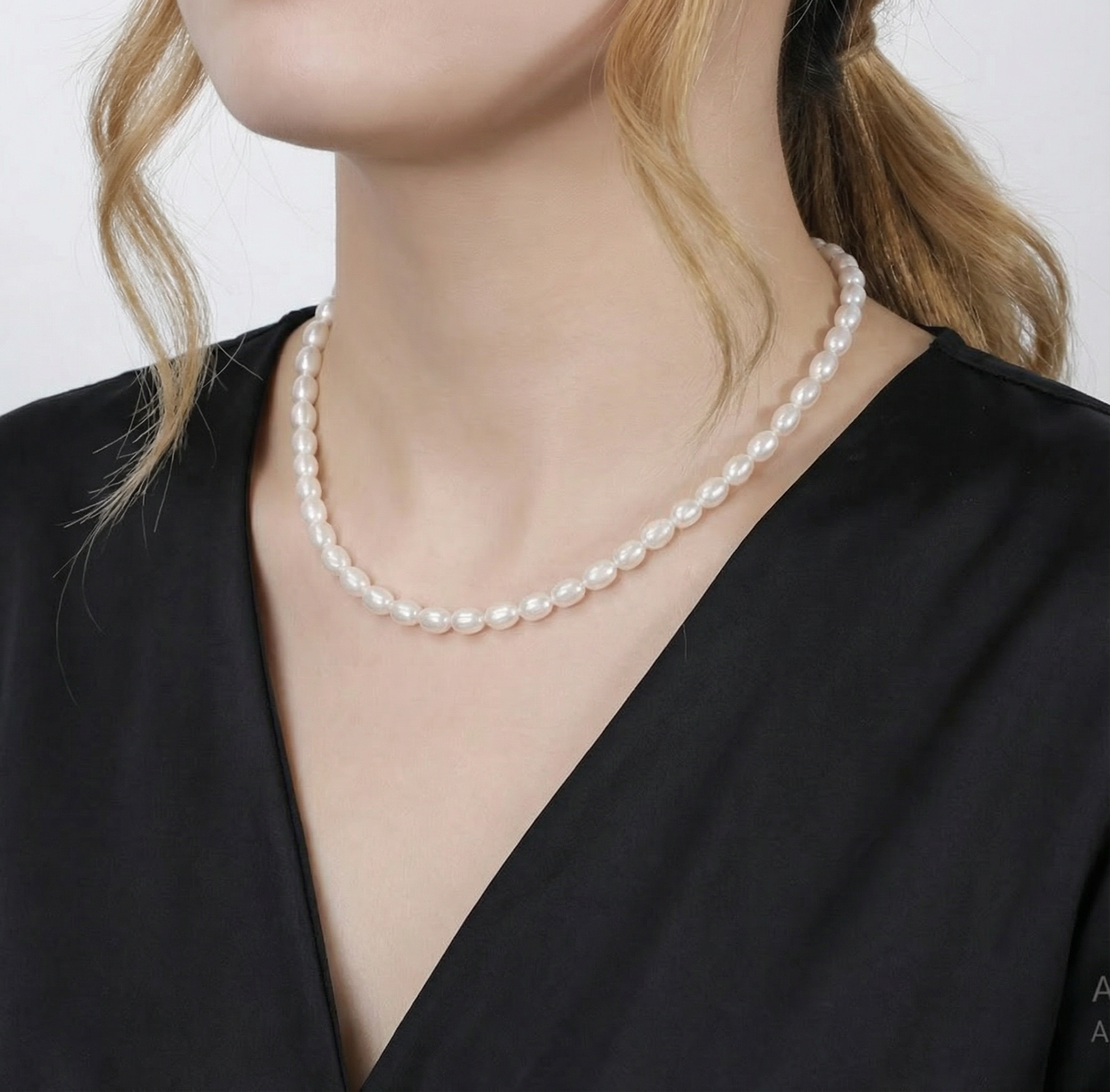 Collier Lune en perles d’eau douce – Argent 925 doré or 14K, hypoallergénique